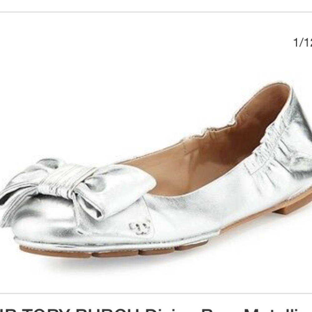 Silver Tory Burch Ballet Flats